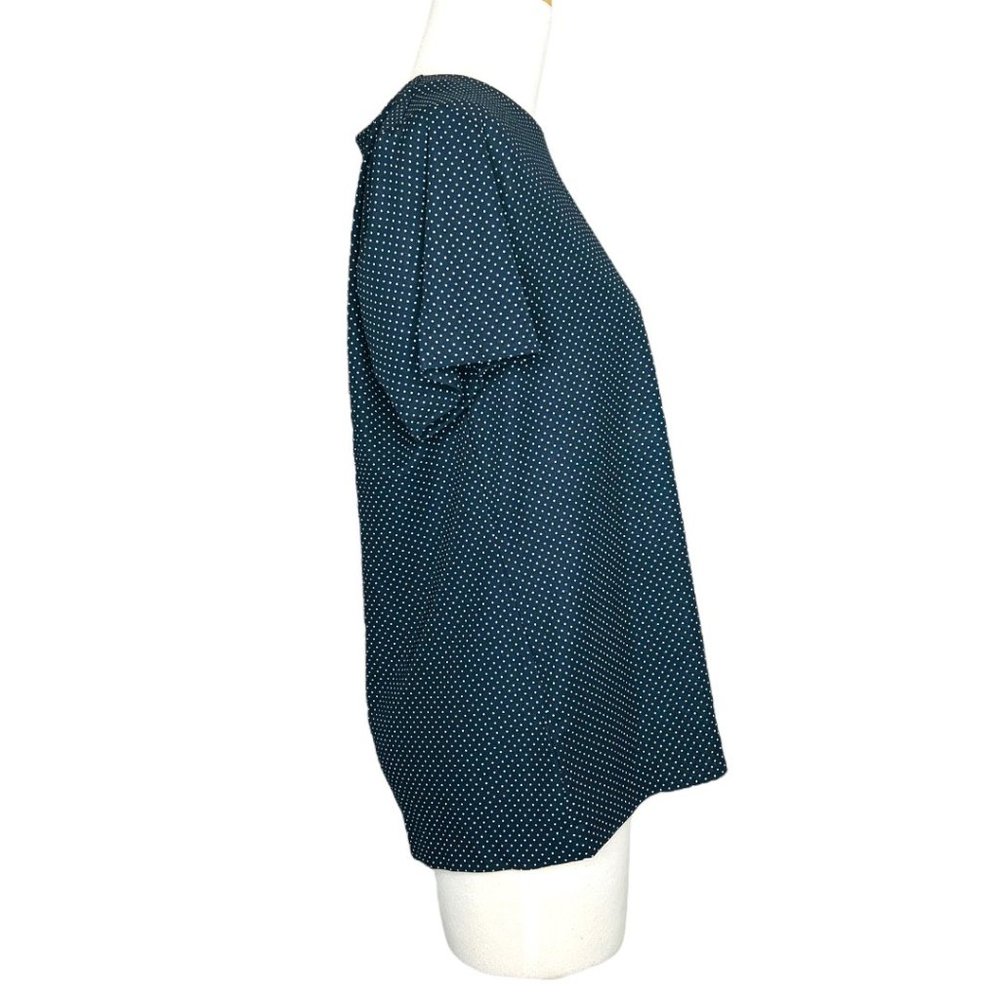 Ann Taylor Short Sleeve Jersey Poker-dot Top Navy Size L NWT - Picture 3 of 11